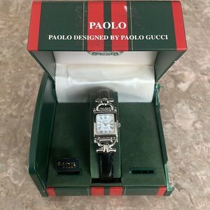 Paulo Gucci ladies watch with black patent leather strap